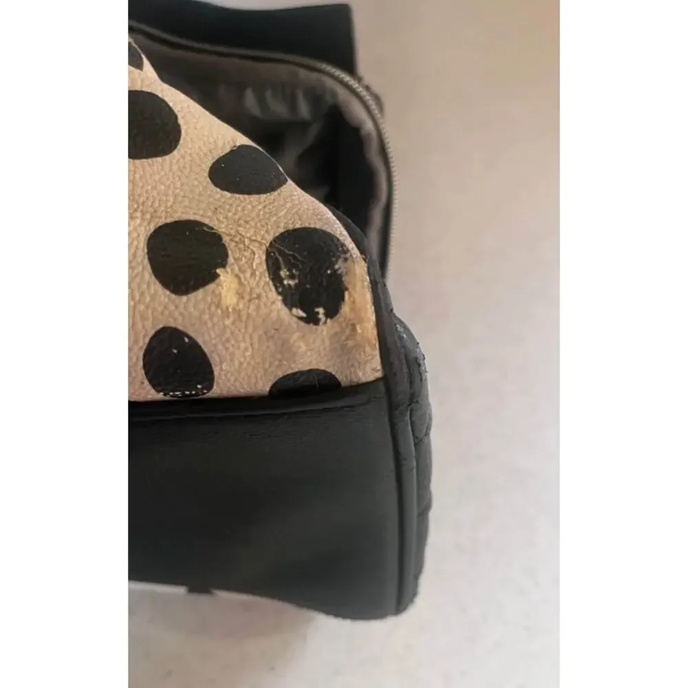 Betsey Johnson Polka Dot Insulated Zip Lunch Bag Top Handle Faux Leather